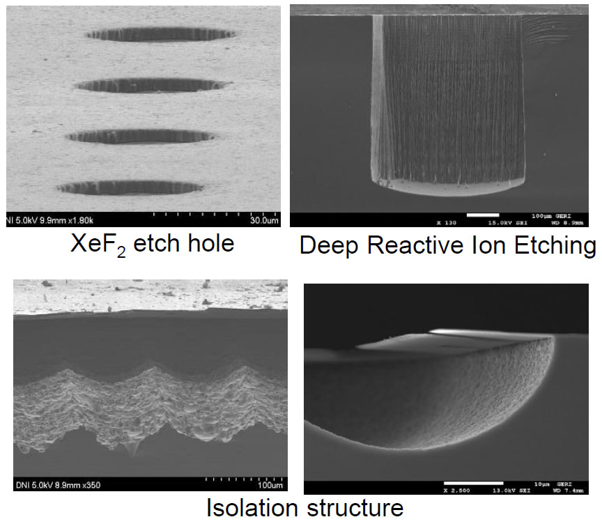 Xef2 etch hole, Deep Reactive Ion Etching Isolation structure